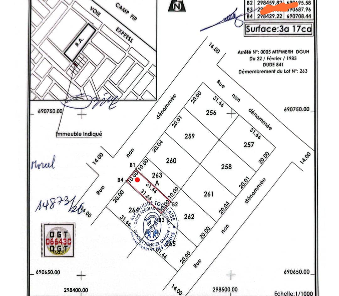 Terrain en vente a Lomé agoe anonkui